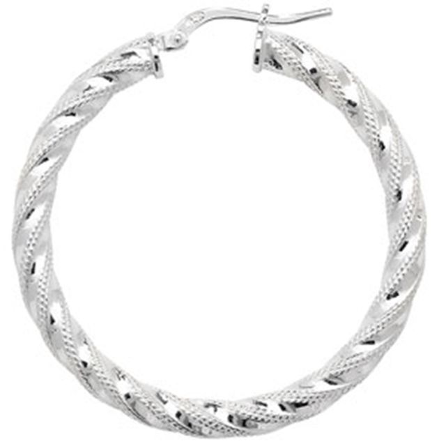 Buy Sterling Silver 38MM Hoop Earrings by World of Jewellery