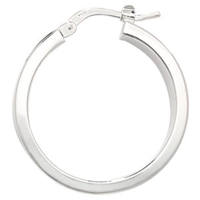 Buy Sterling Silver 24MM Plain Hoop Earrings by World of Jewellery