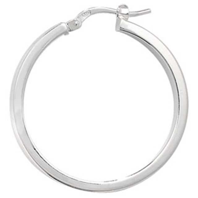 Buy Sterling Silver 30MM Plain Hoop Earrings by World of Jewellery