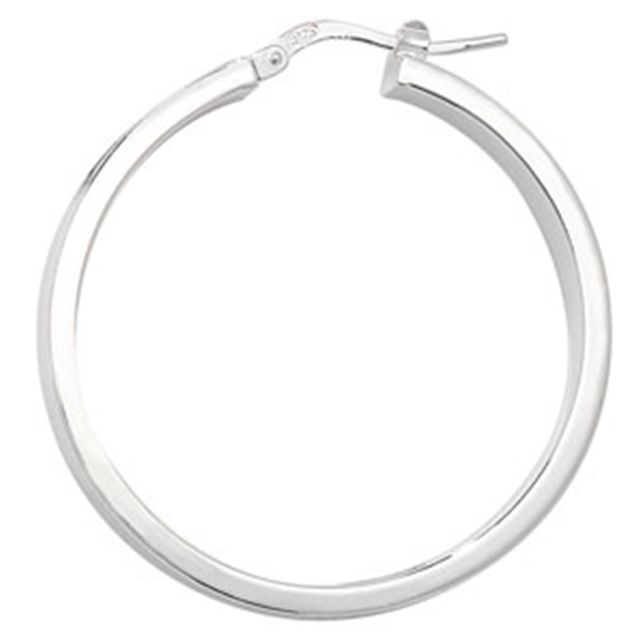 Buy Sterling Silver 35MM Plain Hoop Earrings by World of Jewellery
