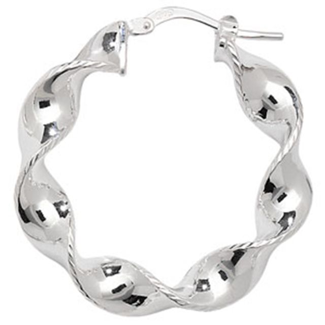 Buy Sterling Silver 30MM Twisted Hoop Earrings by World of Jewellery