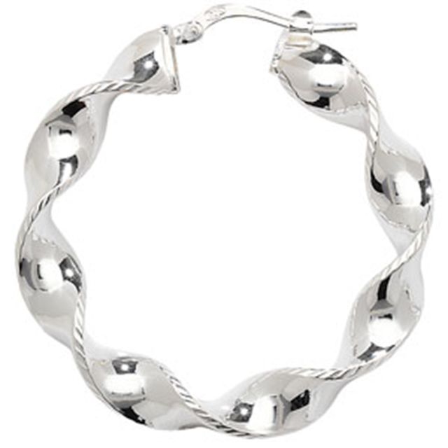Buy Sterling Silver 36MM Twisted Hoop Earrings by World of Jewellery