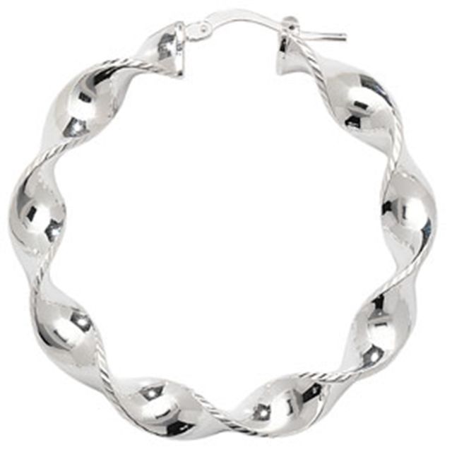 Buy Sterling Silver 43MM Twisted Hoop Earrings by World of Jewellery