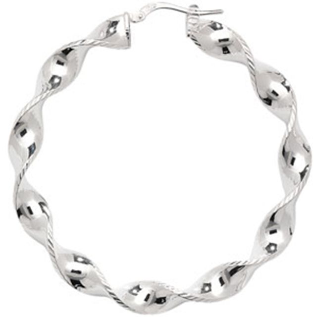 Buy Sterling Silver 52MM Twisted Hoop Earrings by World of Jewellery