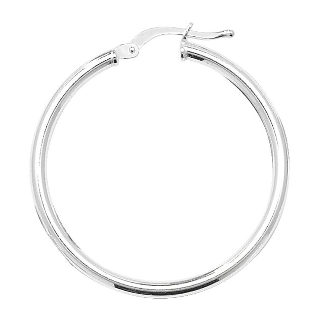 Buy Sterling Silver 2MM Thick 30MM Hoop Earrings by World of Jewellery