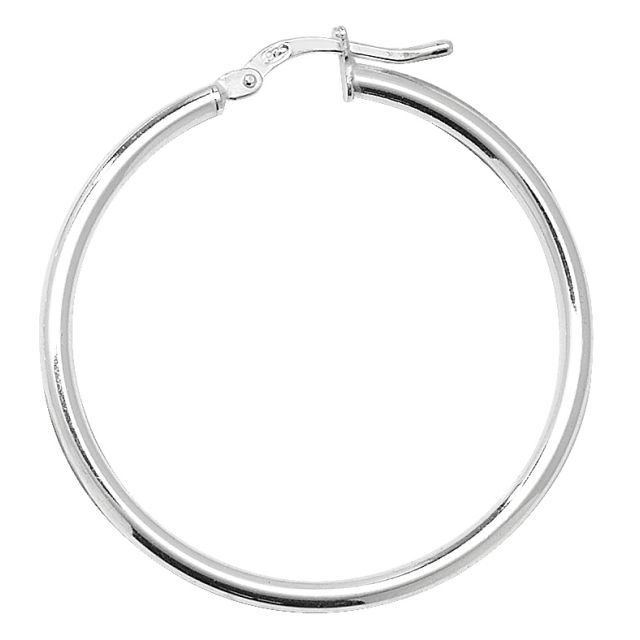 Buy Sterling Silver 2MM Thick 35MM Hoop Earrings by World of Jewellery