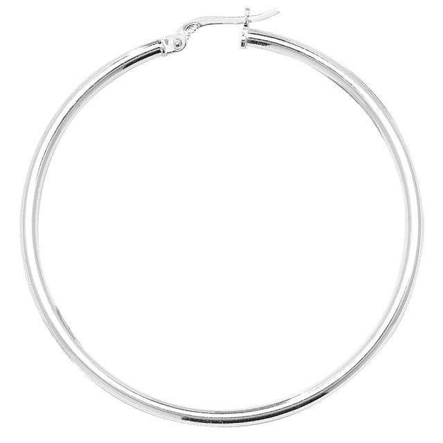 Buy Sterling Silver 2MM Thick 45MM Hoop Earrings by World of Jewellery