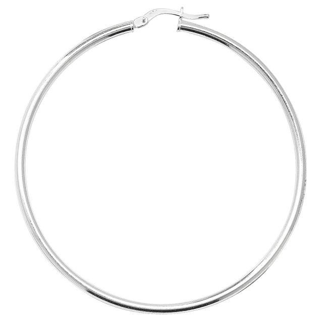 Buy Sterling Silver 2MM Thick 56MM Hoop Earrings by World of Jewellery