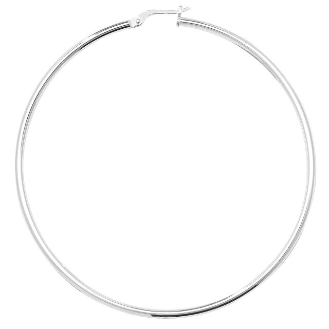 Buy Sterling Silver 2MM Thick 70MM Hoop Earrings by World of Jewellery