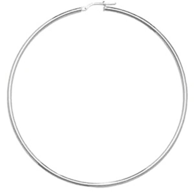 Buy Sterling Silver 2MM Thick 75MM Hoop Earrings by World of Jewellery
