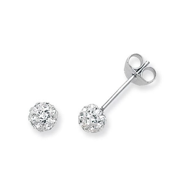 Buy Sterling Silver 5MM Clear Crystal Stud Earrings by World of Jewellery