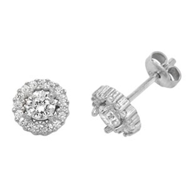 Buy Sterling Silver Cubic Zirconia Stud Earrings by World of Jewellery