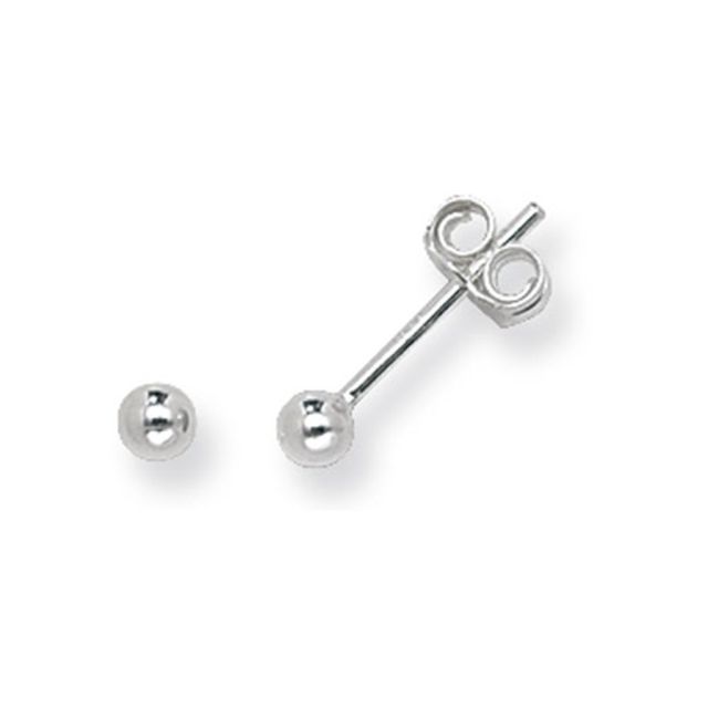 Buy Sterling Silver 3MM Ball Stud Earrings by World of Jewellery