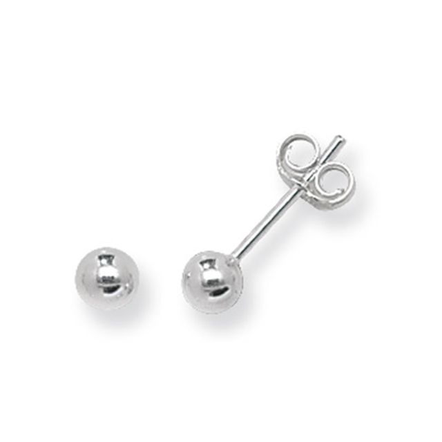 Buy Sterling Silver 4MM Ball Stud Earrings by World of Jewellery