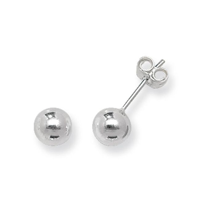 Buy Sterling Silver 6MM Ball Stud Earrings by World of Jewellery