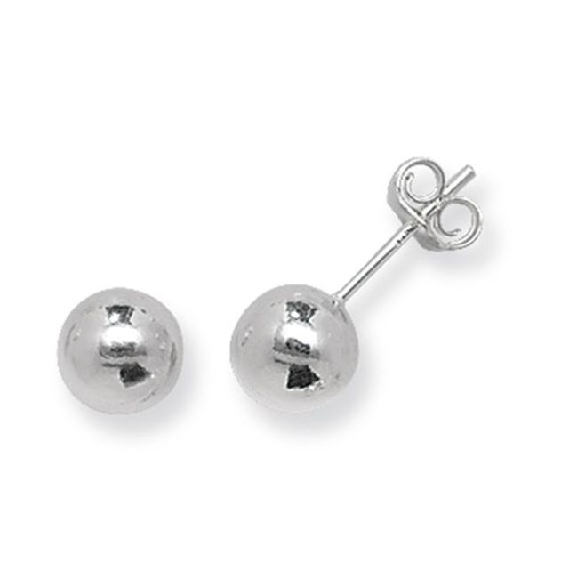 Buy Sterling Silver 7MM Ball Stud Earrings by World of Jewellery