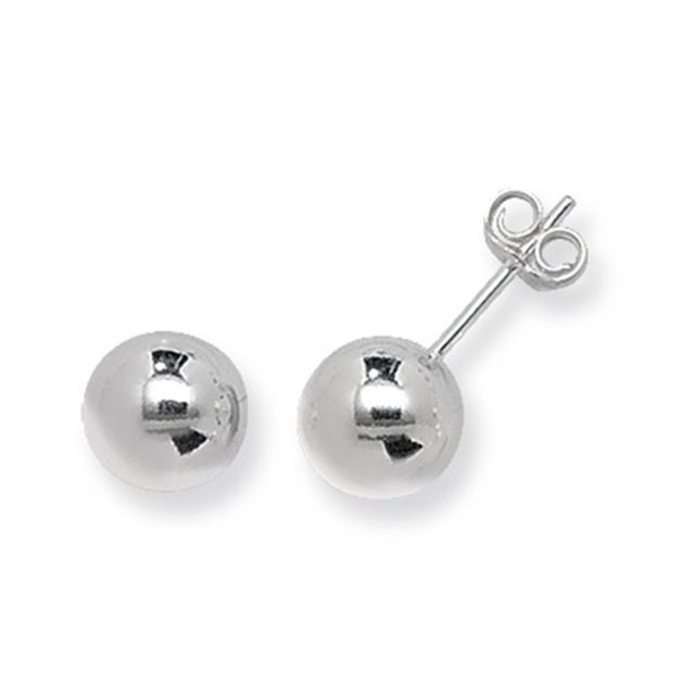 Buy Sterling Silver 8MM Ball Stud Earrings by World of Jewellery