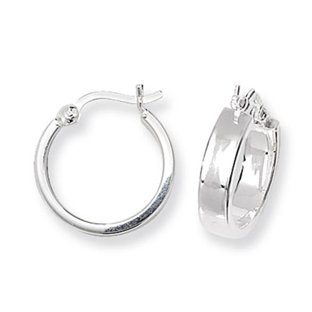Buy Sterling Silver 15MM Flat Hoop Earrings by World of Jewellery