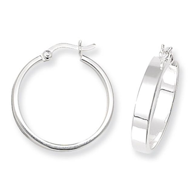 Buy Sterling Silver 20MM Flat Hoop Earrings by World of Jewellery