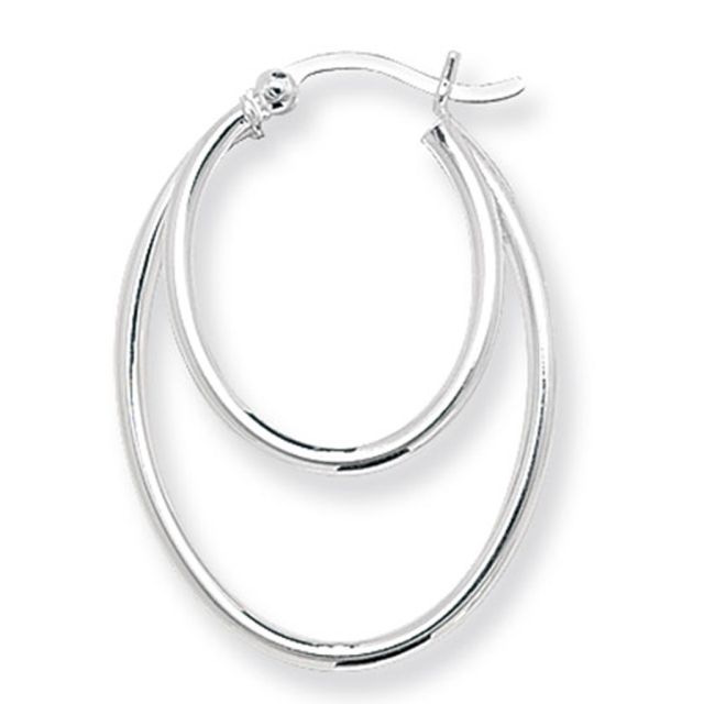 Buy Sterling Silver Double Oval Hoop Earrings by World of Jewellery