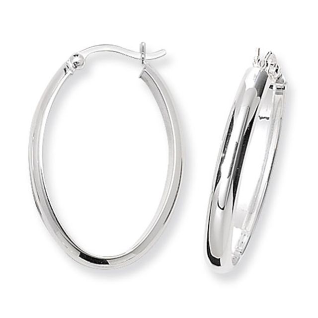 Buy Sterling Silver Oval Hoop Earrings by World of Jewellery
