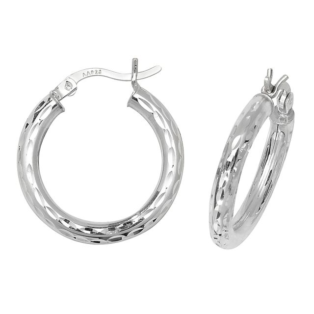 Buy Sterling Silver 20MM Diamond Cut Hoop Earrings by World of Jewellery