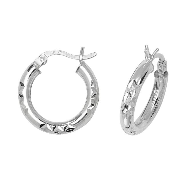 Buy Sterling Silver 18MM Diamond Cut Hoop Earrings by World of Jewellery