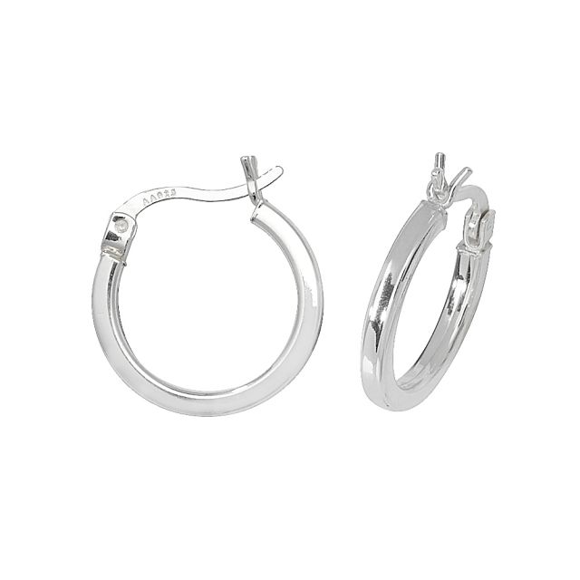 Buy Sterling Silver 16MM Plain Square Tube Hoop Earrings by World of Jewellery