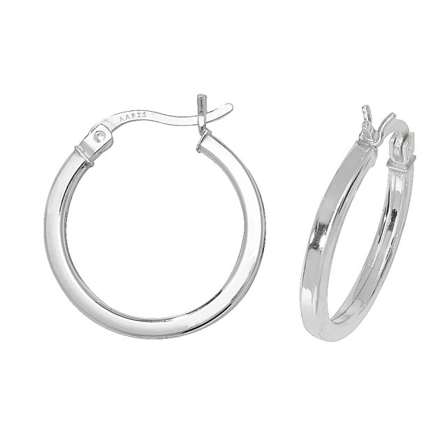 Buy Sterling Silver 20MM Plain Square Tube Hoop Earrings by World of Jewellery
