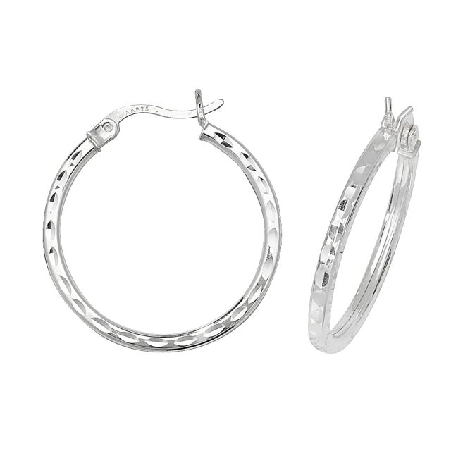 Buy Sterling Silver 20MM Diamond Cut Square Tube Hoop Earrings by World of Jewellery