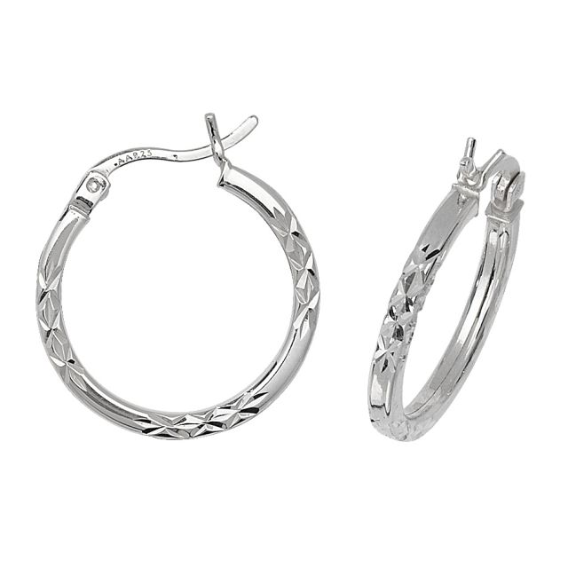 Buy Sterling Silver 19MM Diamond Cut Square Tube Hoop Earrings by World of Jewellery