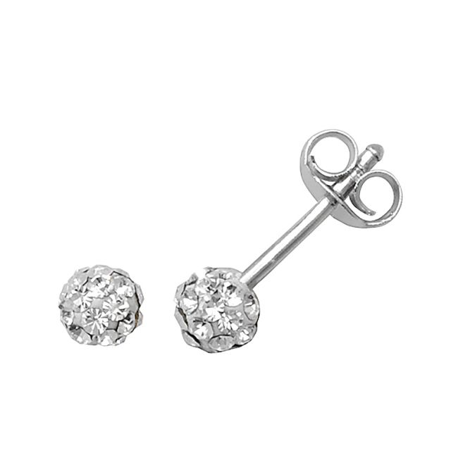 Buy Sterling Silver 4MM Clear Crystal Stud Earrings by World of Jewellery
