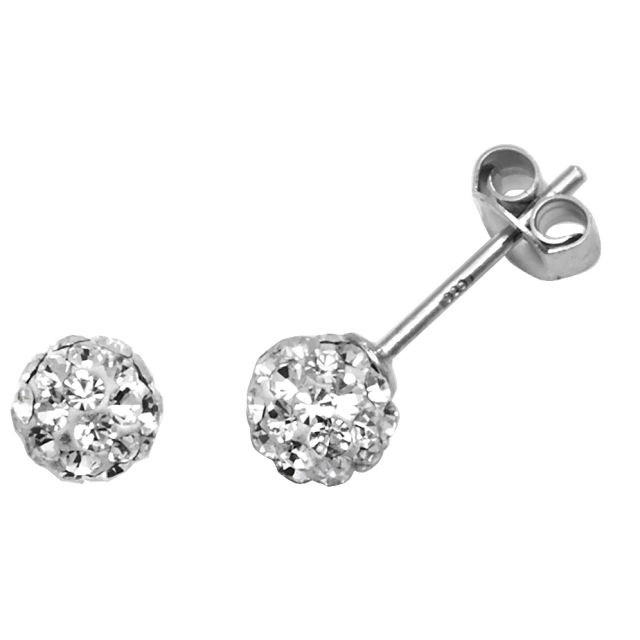 Buy Sterling Silver 5MM Clear Crystal Stud Earrings by World of Jewellery