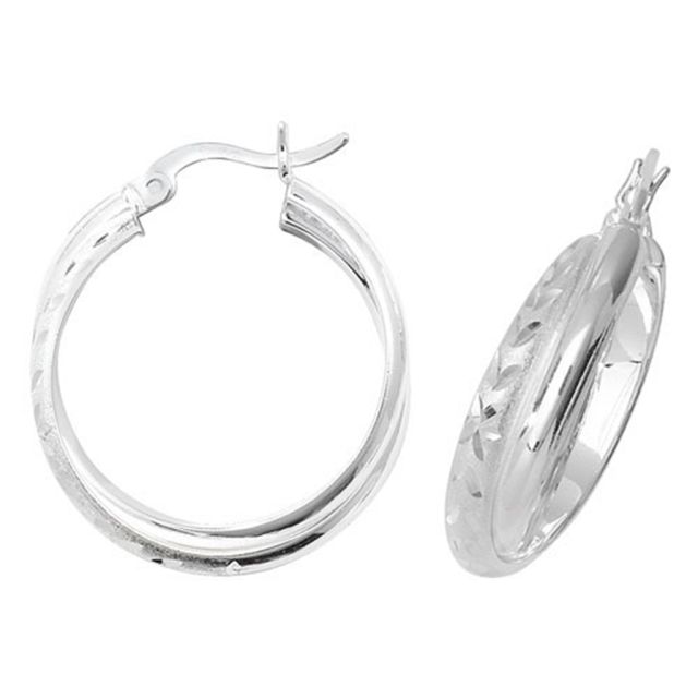 Buy Sterling Silver 20MM Diamond Cut Hoop Earrings by World of Jewellery
