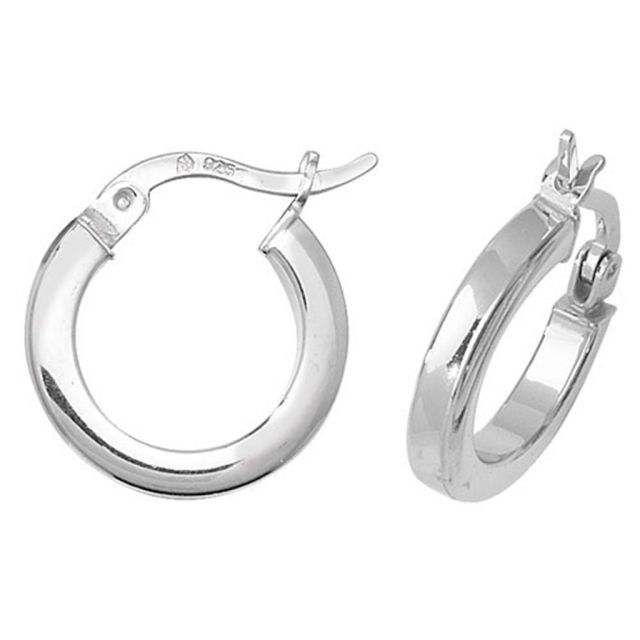 Buy Sterling Silver 15MM Plain Square Tube Hoop Earrings by World of Jewellery