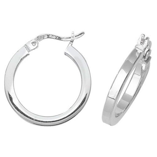Buy Sterling Silver 20MM Plain Square Tube Hoop Earrings by World of Jewellery