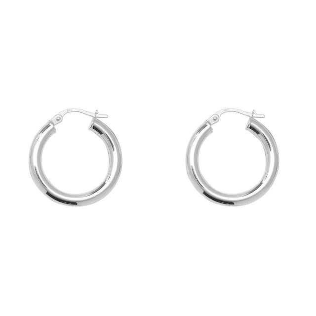 Buy Sterling Silver 21MM Plain Hoop Earrings by World of Jewellery