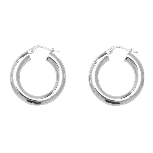 Buy Sterling Silver 23MM Plain Hoop Earrings by World of Jewellery