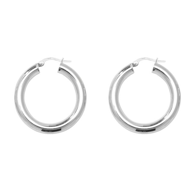 Buy Sterling Silver 28MM Plain Hoop Earrings by World of Jewellery