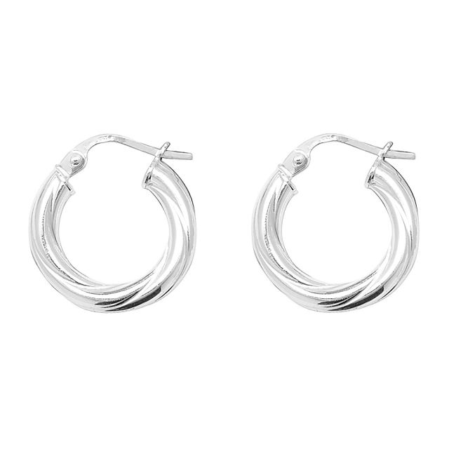 Buy Sterling Silver 11MM Twisted Hoop Earrings by World of Jewellery