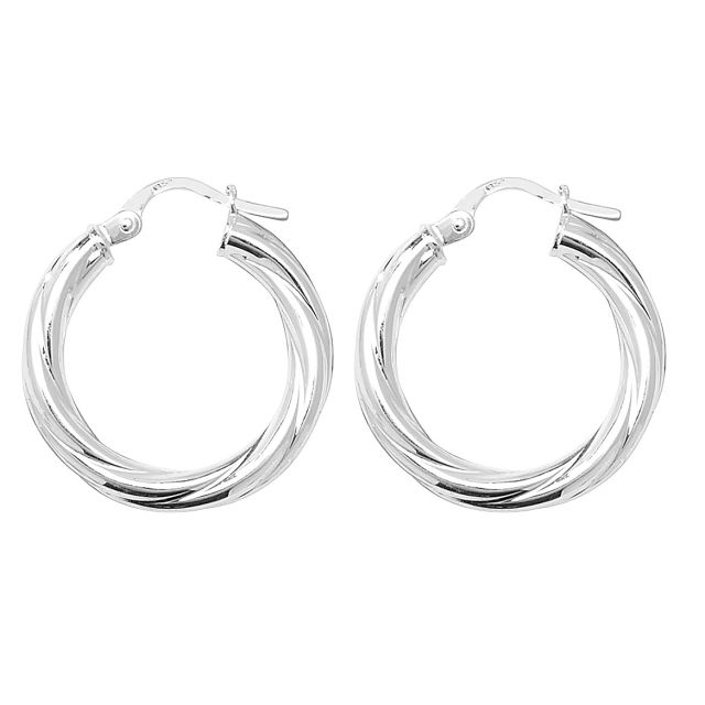 Buy Sterling Silver 20MM Twisted Hoop Earrings by World of Jewellery