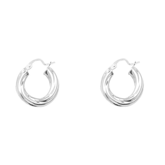 Buy Sterling Silver 18MM Twisted Hoop Earrings by World of Jewellery