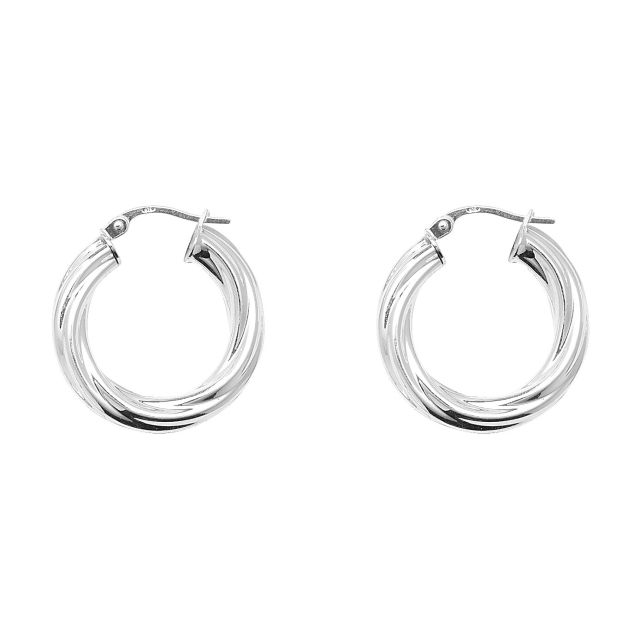 Buy Sterling Silver 23MM Twisted Hoop Earrings by World of Jewellery