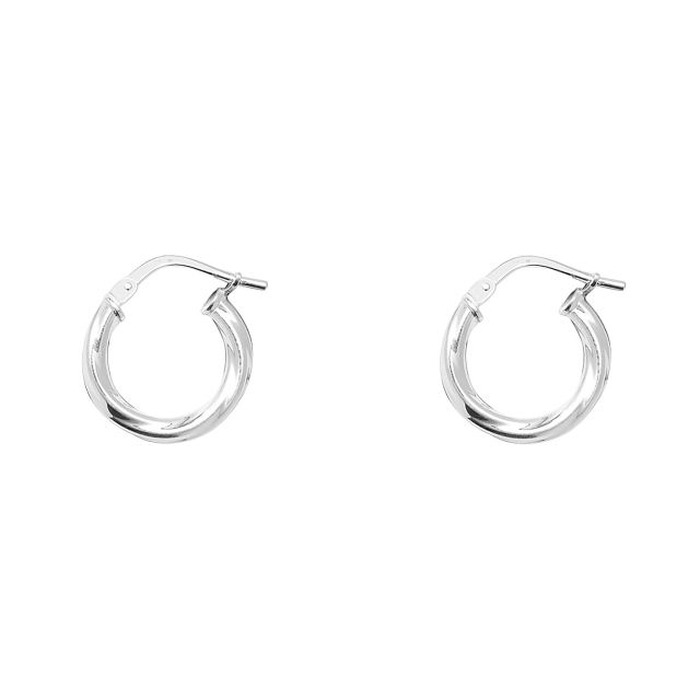 Buy Sterling Silver 14MM Twisted Hoop Earrings by World of Jewellery