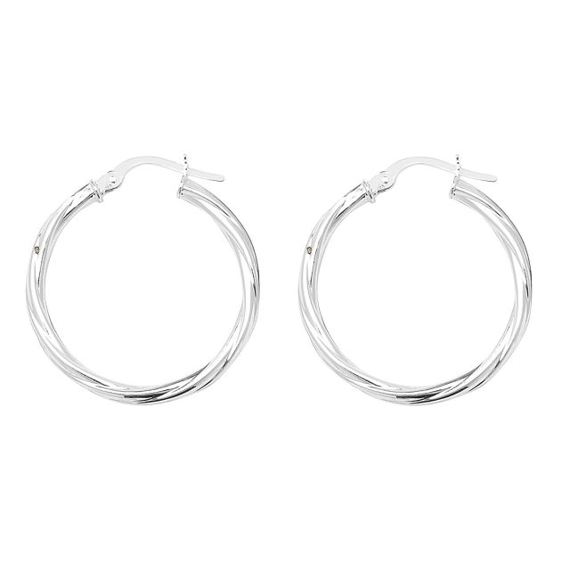 Buy Sterling Silver 24MM Twisted Hoop Earrings by World of Jewellery