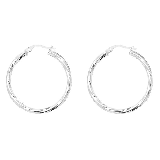 Buy Sterling Silver 29MM Twisted Hoop Earrings by World of Jewellery