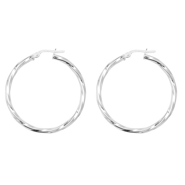 Buy Sterling Silver 34MM Twisted Hoop Earrings by World of Jewellery