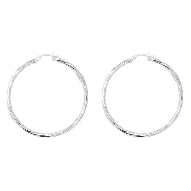 Buy Sterling Silver 44MM Twisted Hoop Earrings by World of Jewellery