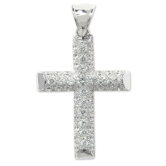 Buy Sterling Silver Large Bling Cross Pendant by World of Jewellery