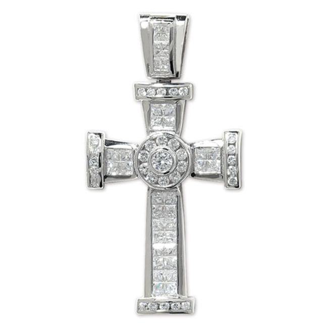 Buy Sterling Silver Bling Cross Pendant by World of Jewellery